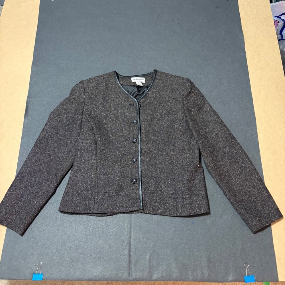 Pendleton Blazer Jacket Womens 14 Brown Preppy Grandma Core Cottage Wool